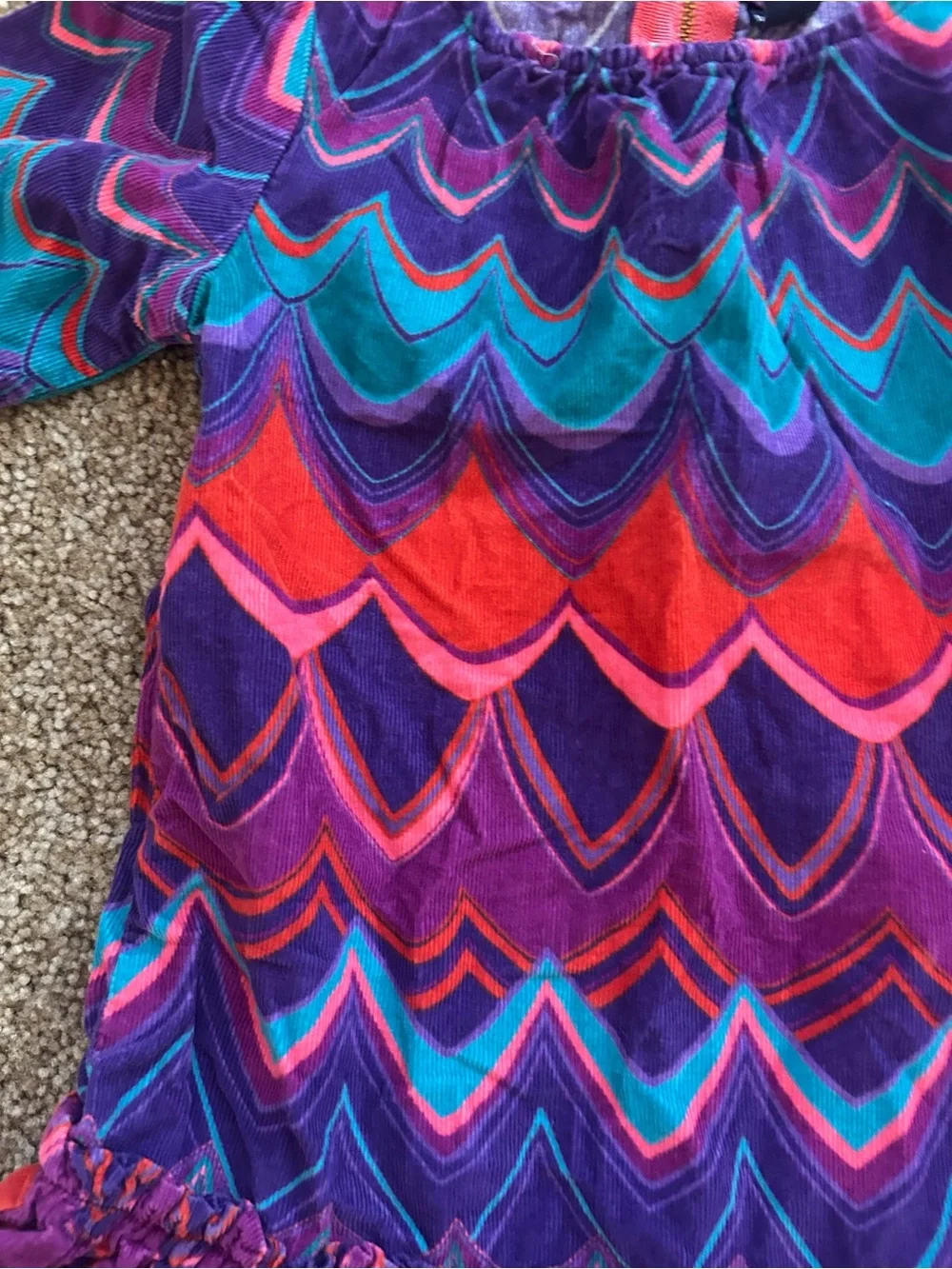 GAP Purple Chevron Ruffle Hem Dress